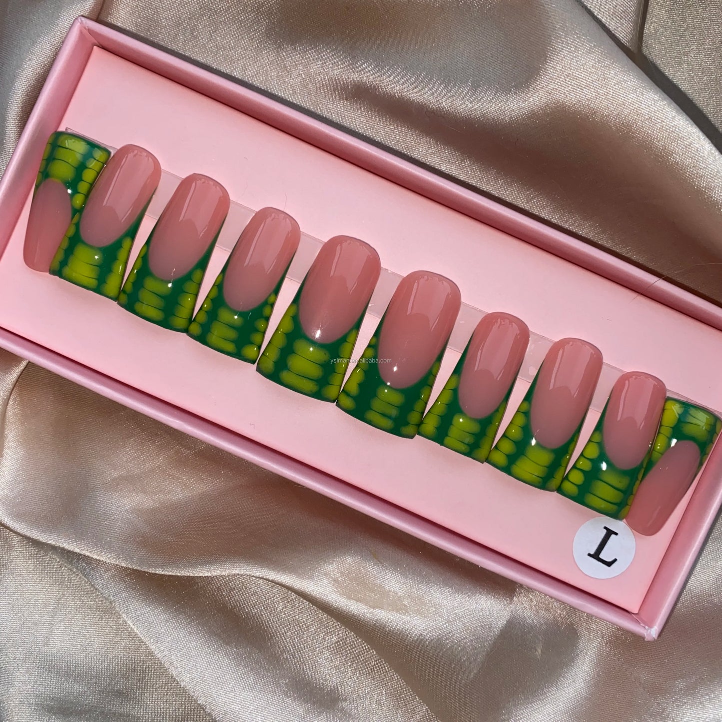 Long Square Glitter Rhinestone Press On Acrylic Nails