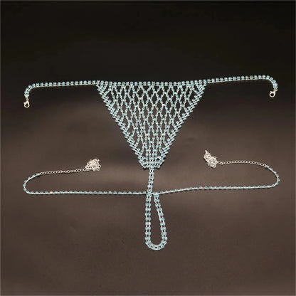 Rhinestone Body Chain Set - Blue Tassel Crystal Bikini Jewelry