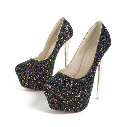 16cm Platform High Heel Ankle Boots - Waterproof Dance Shoes