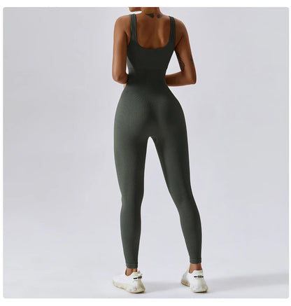 Seamless Yoga Jumpsuit Backless Workout Romper