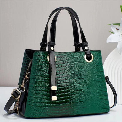 Retro Crocodile Embossed Messenger Handbag