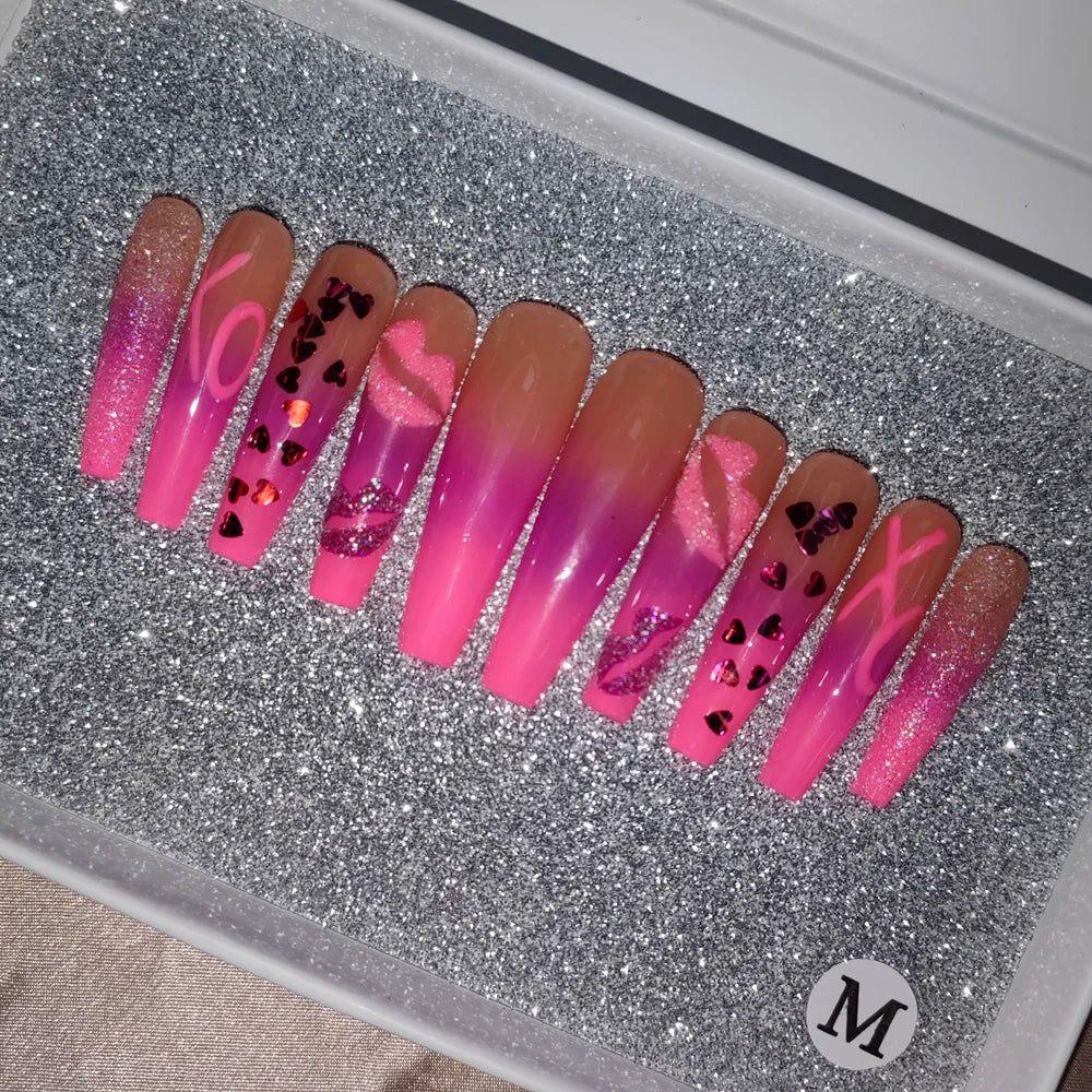 French White Butterfly Press-On Nails - Medium Length ABS Acrylic Artificial Nails