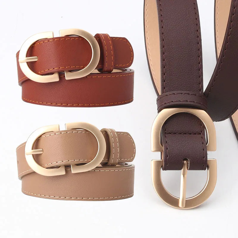 PU Leather Belt - Classic Metal Buckle Fashion Belt