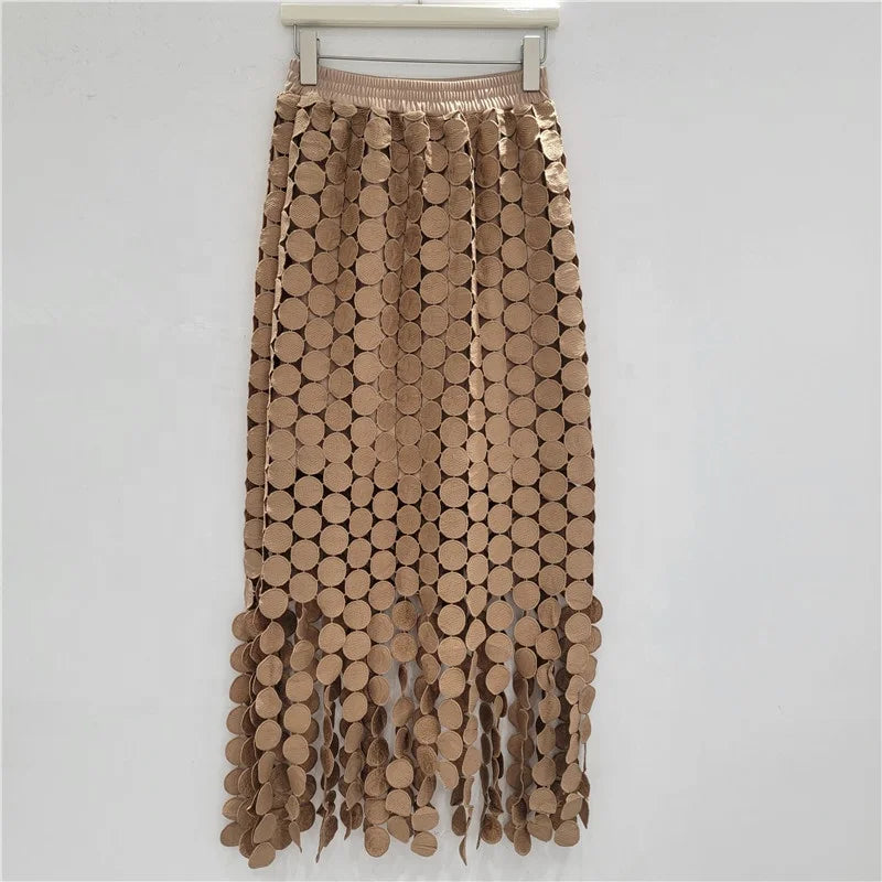 Hollow Splice Vest Top & High Waist Skirt