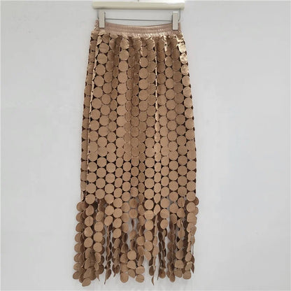 Hollow Splice Vest Top & High Waist Skirt