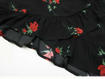 Floral French Retro Dress - Casual Chiffon Summer Dress