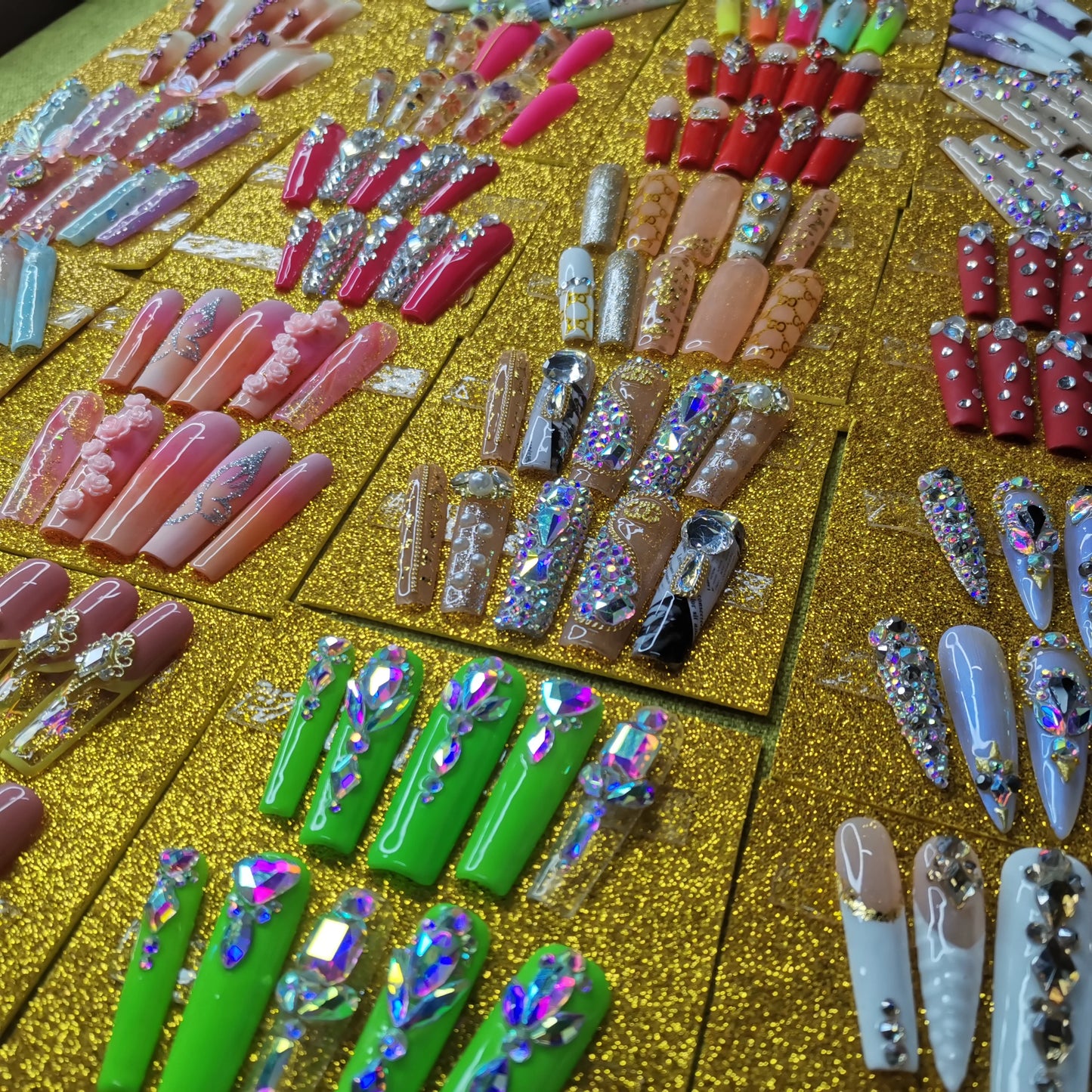 Luxury Rhinestone Press-On Nails - Designer Brand Style Acrylic (24 Pieces)