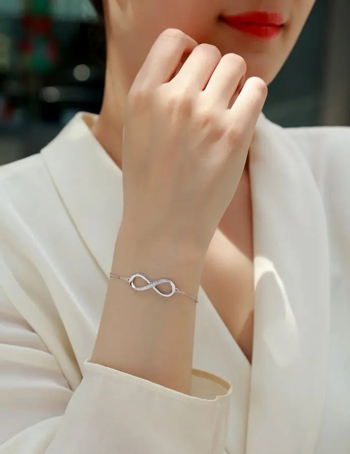 Moissanite Infinity Bracelet - S925 Sterling Silver