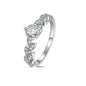 Leaf-Shaped Moissanite Ring - 925 Sterling Silver Classic Design