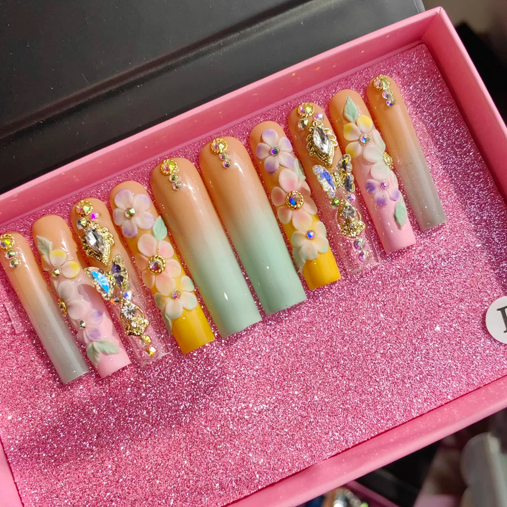 Pink Luxury Press-On Nails - Middle Oval French White ABS Acrylic Artificial Nails