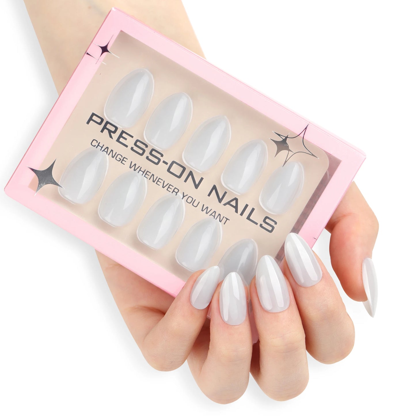 French Pink Almond Press-On Nails - Soft Gel Short Length (30 Pieces)