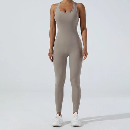 Sleeveless Yoga Jumpsuit - High Stretch Workout Romper