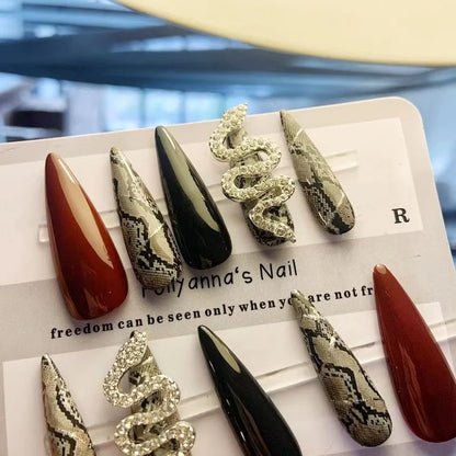 Luxury Rhinestone Press-On Nails - Designer Brand Style Acrylic (24 Pieces)