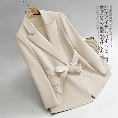 Lace-Up Belt Blazer - Korean Style Slim Fit Suit Jacket