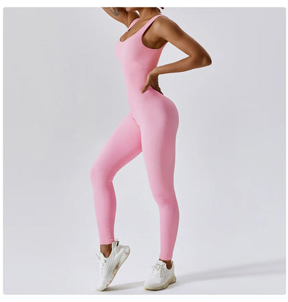 Seamless Yoga Jumpsuit Backless Workout Romper