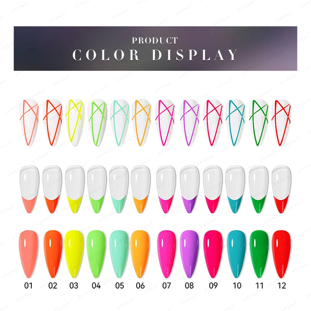 Neon Nail Art Liner Gel Set - UV LED Gel Polish