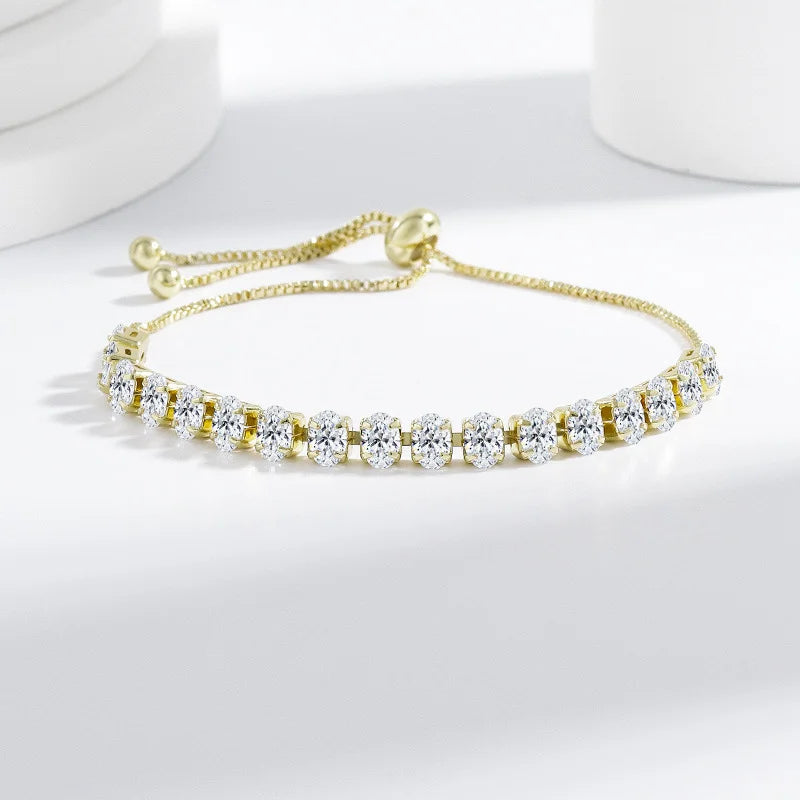 Moissanite Chain Link Bracelet 18K  Bracelet