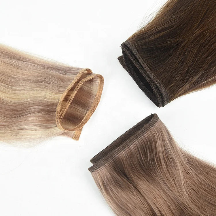 Slavic Raw Human Hair Flat Weft Extensions - 12A Grade Double Drawn Russian Virgin Hair