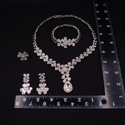 Waterdrop African Jewelry Set - Silver Plated Necklace, Bracelet, Earrings & Ring