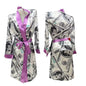Luxury Money Print Satin Bathrobe & Sash
