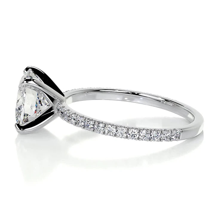 14K White Gold Cushion Cut Moissanite Engagement Ring - 2.5 Carat