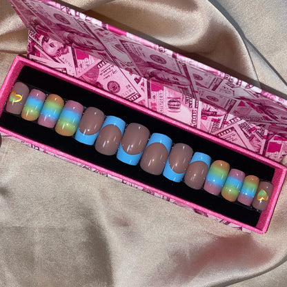 Handmade Pink Gel Press-On Nails - Custom Decoration Design (Wholesale Available)