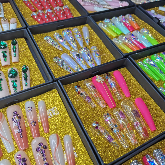 Luxury Rhinestone Press-On Nails - Designer Brand Style Acrylic (24 Pieces)