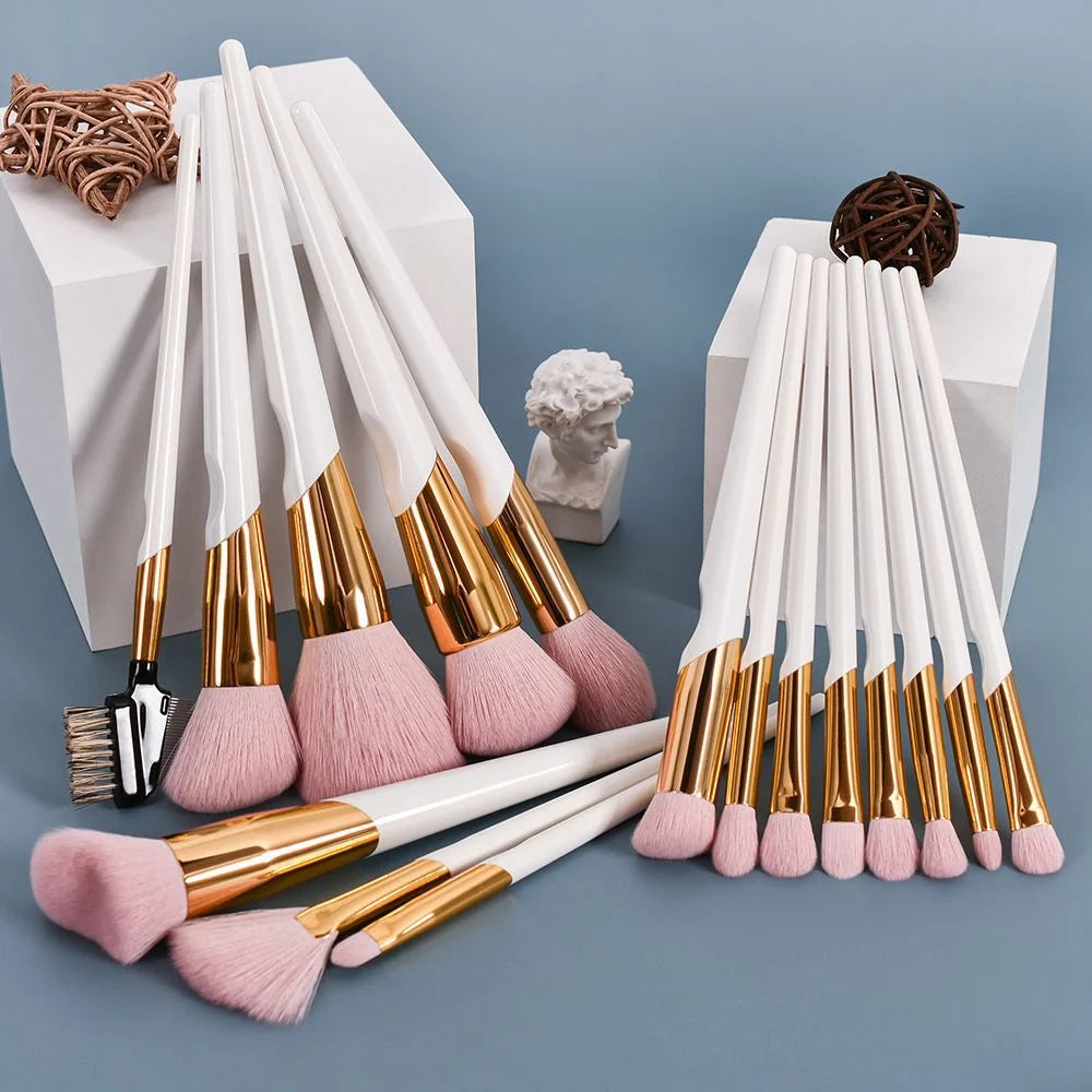 Professional 12-Piece Makeup Brush Set - Foundation, Eyeshadow & Blush Brushes