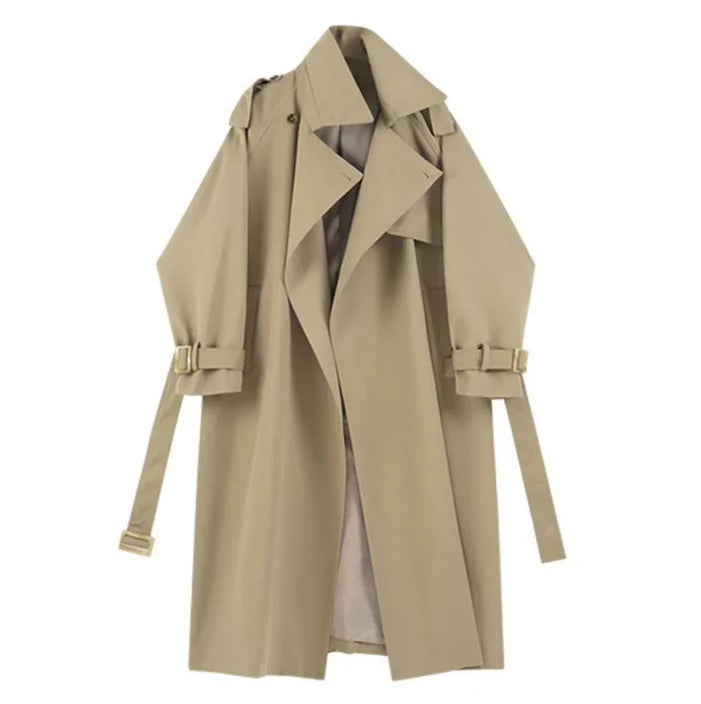 British Style Trench Coat - Mid-Length High Waist Windbreaker
