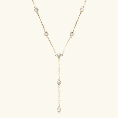 Sterling Silver Moissanite Bead Necklace - 1.1 Carat D VVS1 with Gold or Rhodium Plating