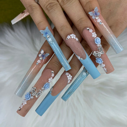 Luxury Rhinestone Press-On Nails - Designer Brand Style Acrylic (24 Pieces)