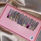 XL Glittery Rhinestone Press-On Nails - 50mm Long Full Cover Artificial Nails
