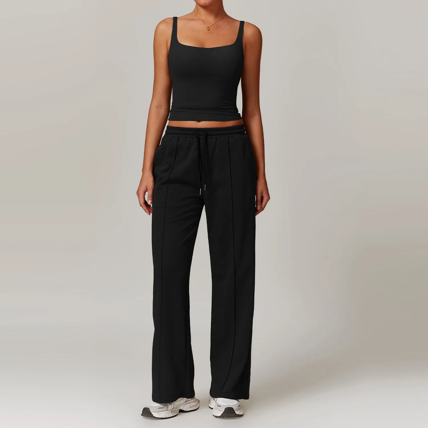 2-Piece Athletic High Waist Joggers & Sports Bra