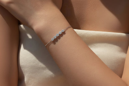 S925 Silver Jewelry Set - 4-Piece Diamond Flower Collection