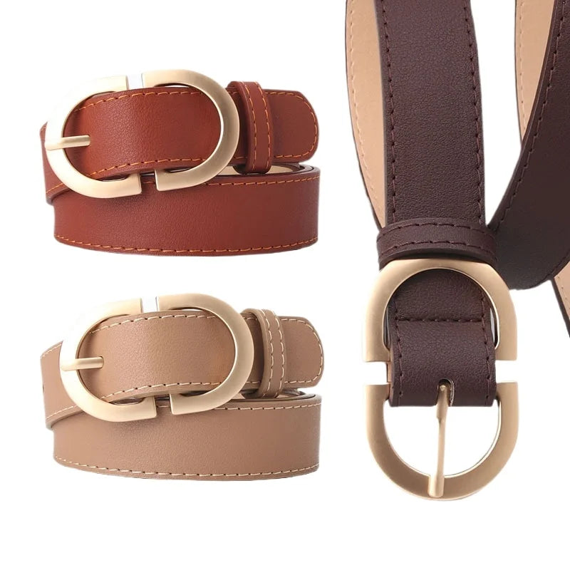 PU Leather Belt - Classic Metal Buckle Fashion Belt