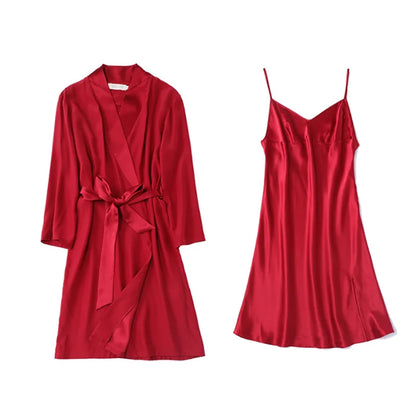 Silk Two-Piece Sleepwear Nightdress