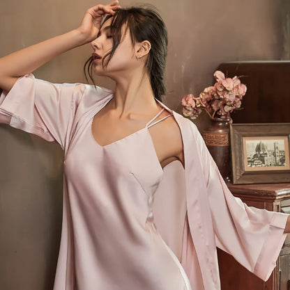 Silk Two-Piece Sleepwear Nightdress