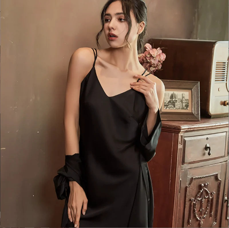 Silk Two-Piece Sleepwear Nightdress