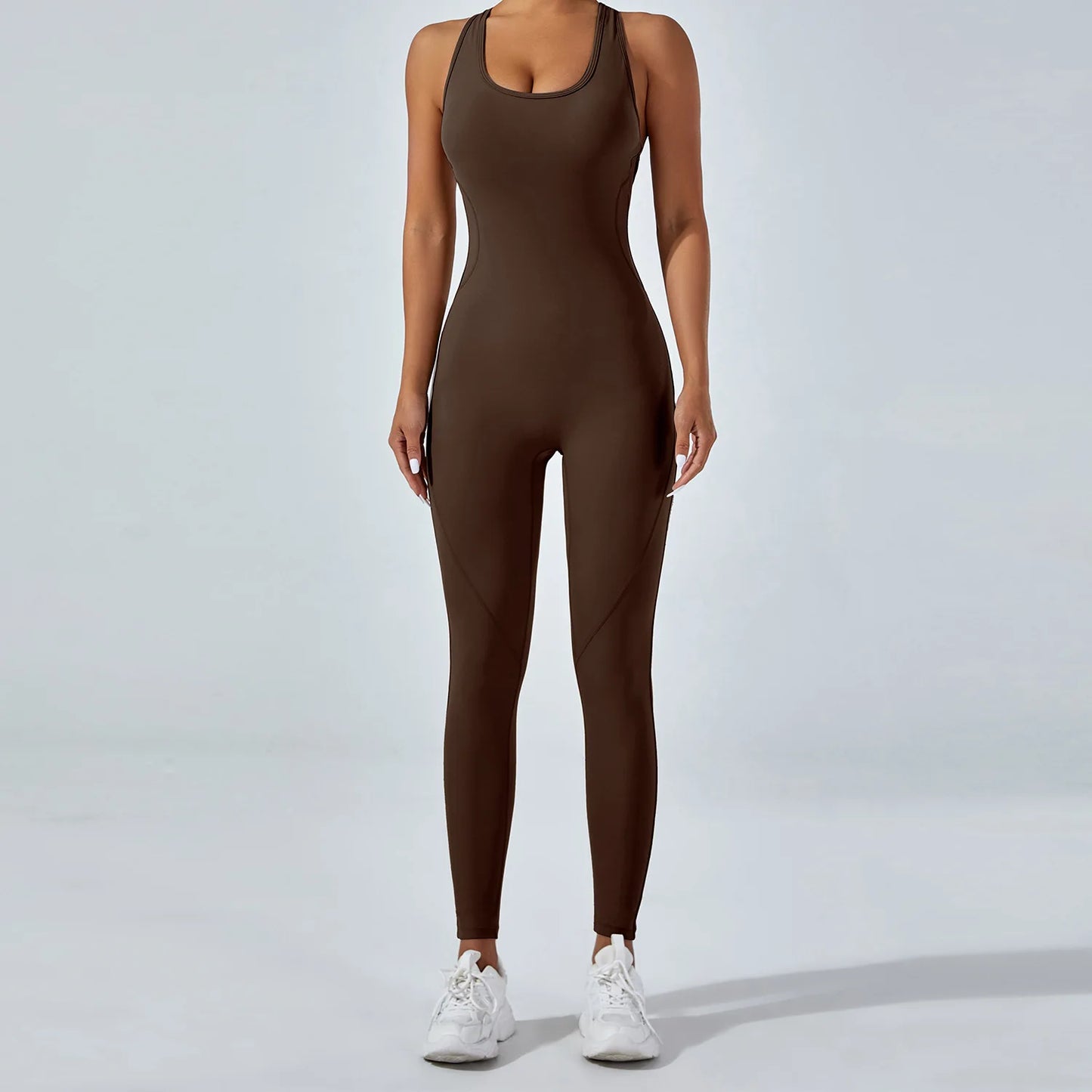 Sleeveless Yoga Jumpsuit - High Stretch Workout Romper