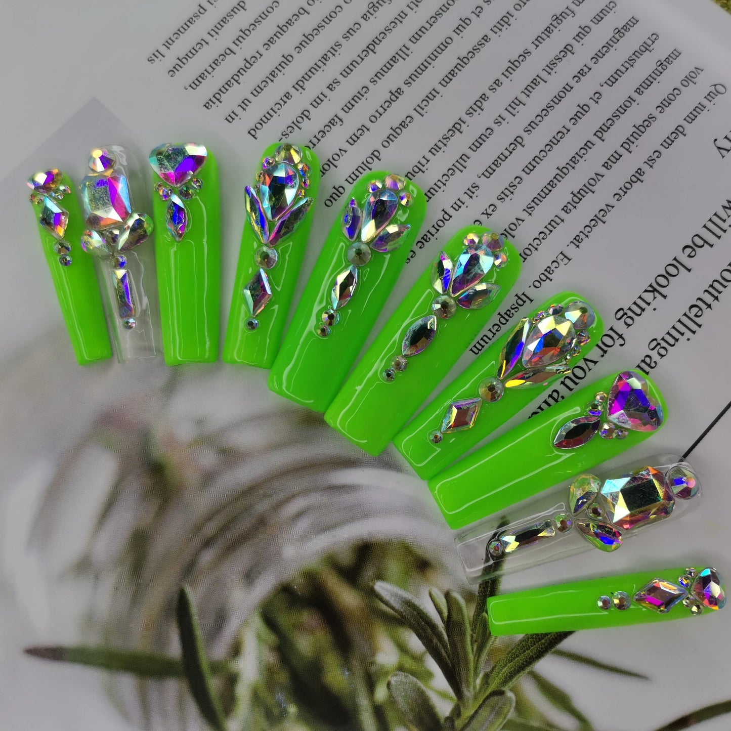 Luxury Rhinestone Press-On Nails - Designer Brand Style Acrylic (24 Pieces)