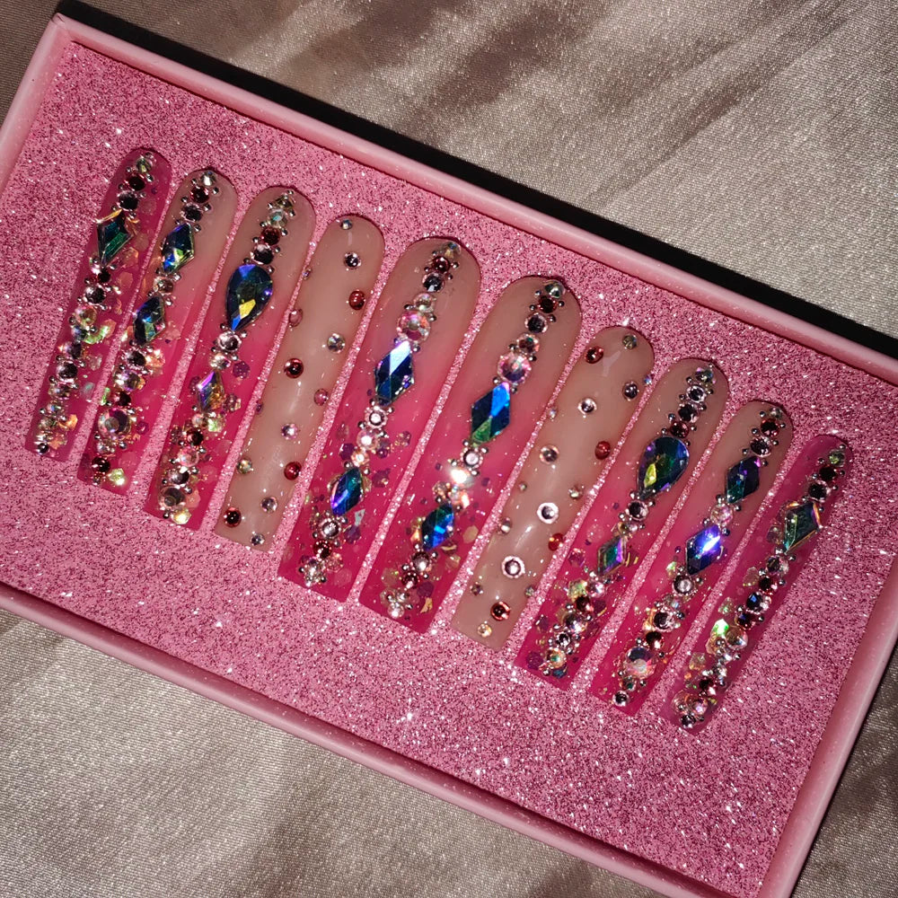 French White Butterfly Press-On Nails - Medium Length ABS Acrylic Artificial Nails