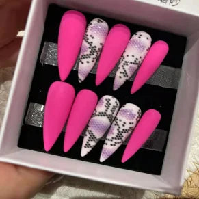 Luxury Rhinestone Press-On Nails - Designer Brand Style Acrylic (24 Pieces)