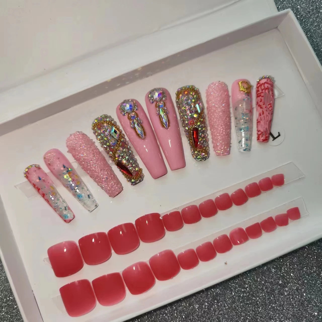 Handmade Acrylic Press-On Nails with Toe Nails Set
