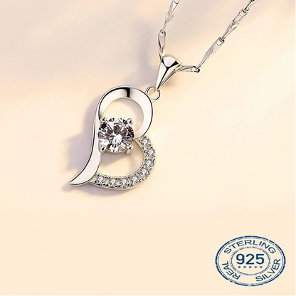 925 Sterling Silver Heart Pendant Necklace with Cubic Zirconia