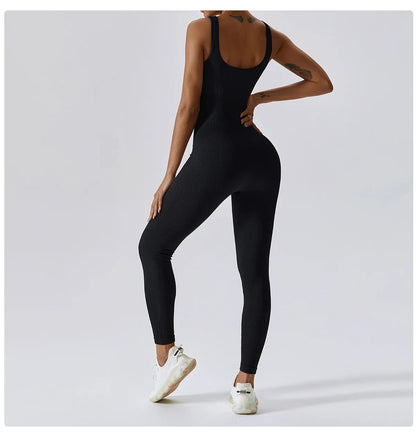 Seamless Yoga Jumpsuit Backless Workout Romper