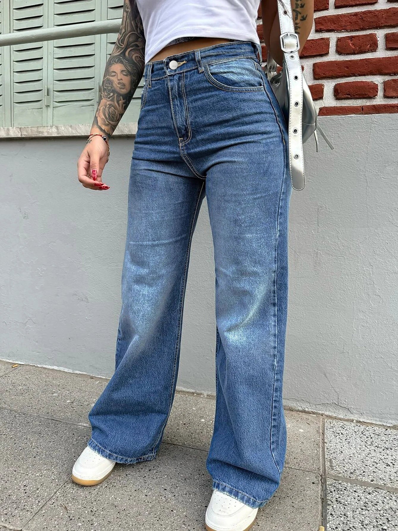 High-Waist Wide Vintage Straight Fit Jeans