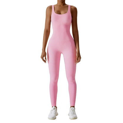 Seamless Yoga Jumpsuit Backless Workout Romper