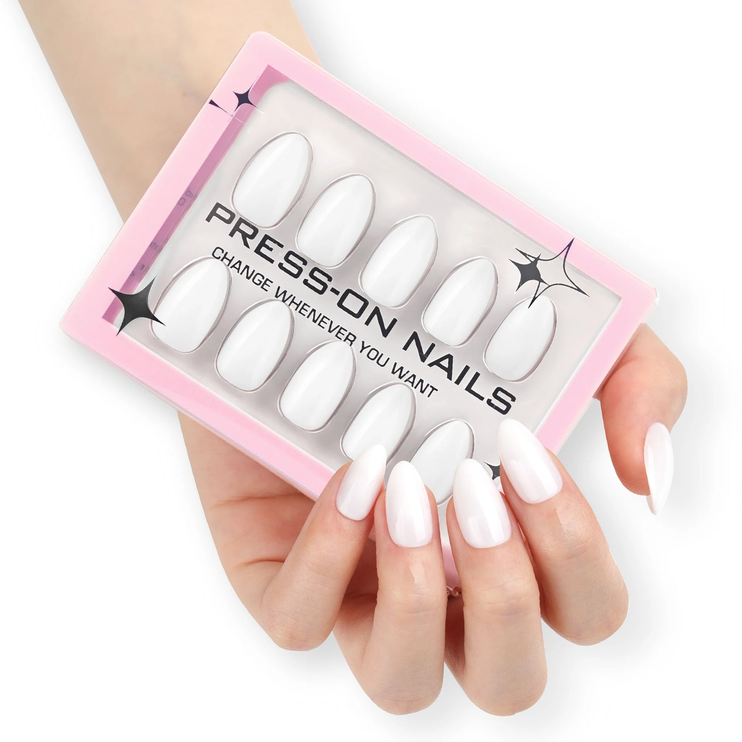 French Pink Almond Press-On Nails - Soft Gel Short Length (30 Pieces)