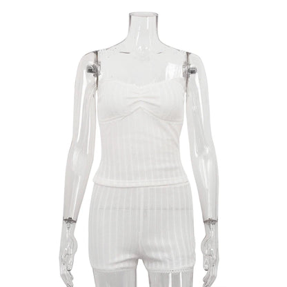 Lace-Trim Camisole & Shorts Pajama Set - Breathable Summer Sleepwear