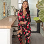 Floral Winter Pajama Set with Robe - Warm 3-Piece Sleepwear